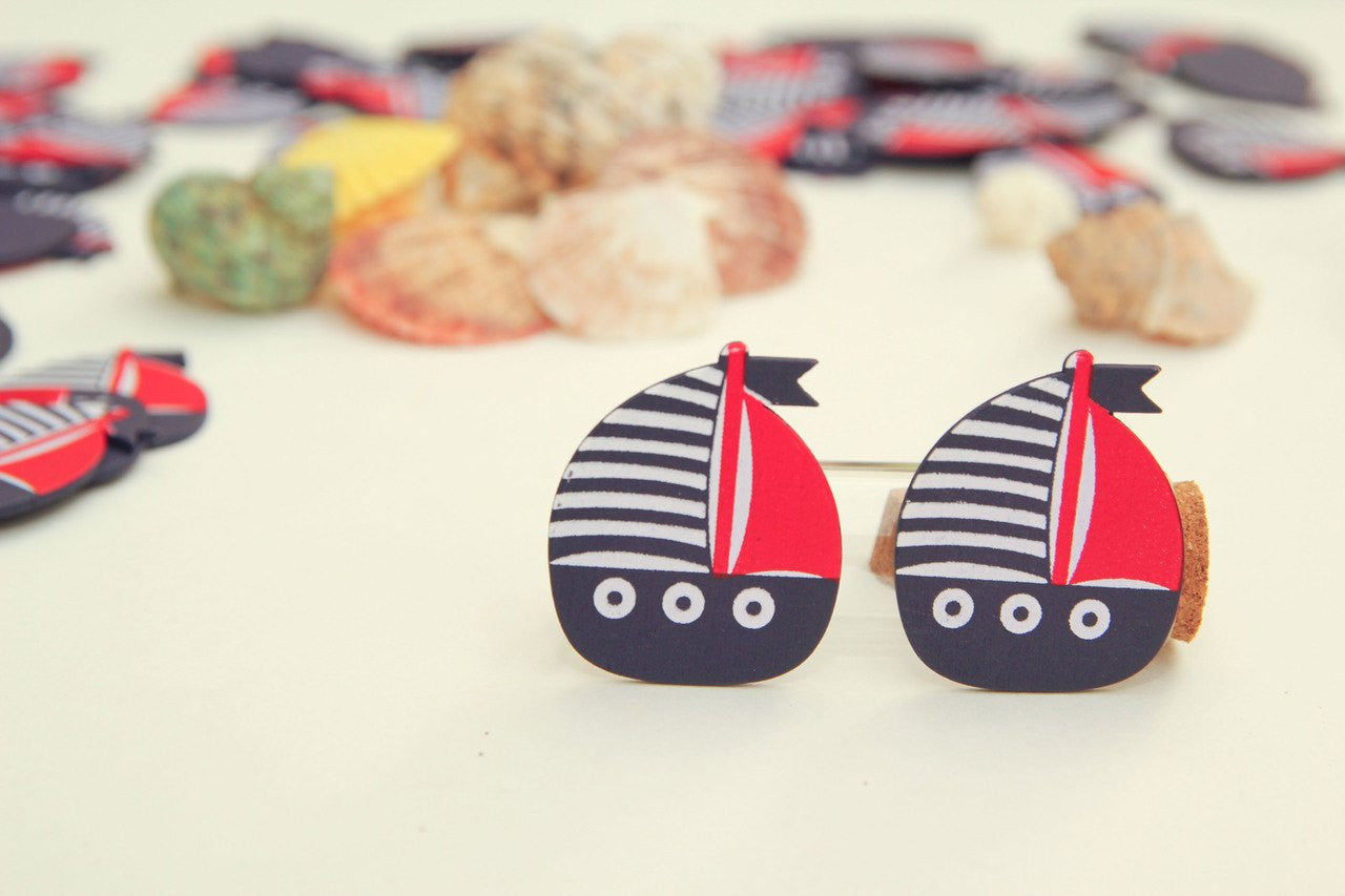 12 pcs-Mini Wooden Boat