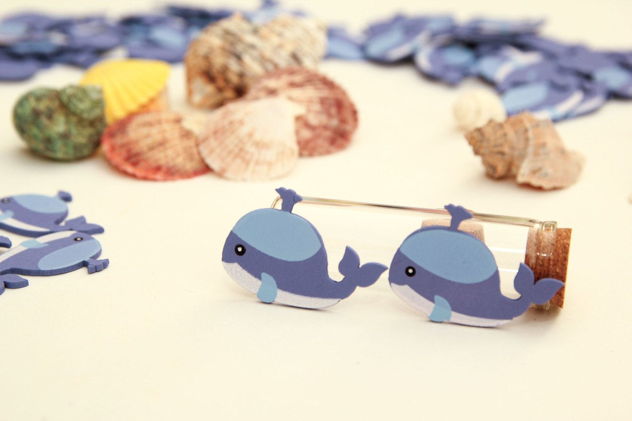 12 pcs- Mini Wooden Whale