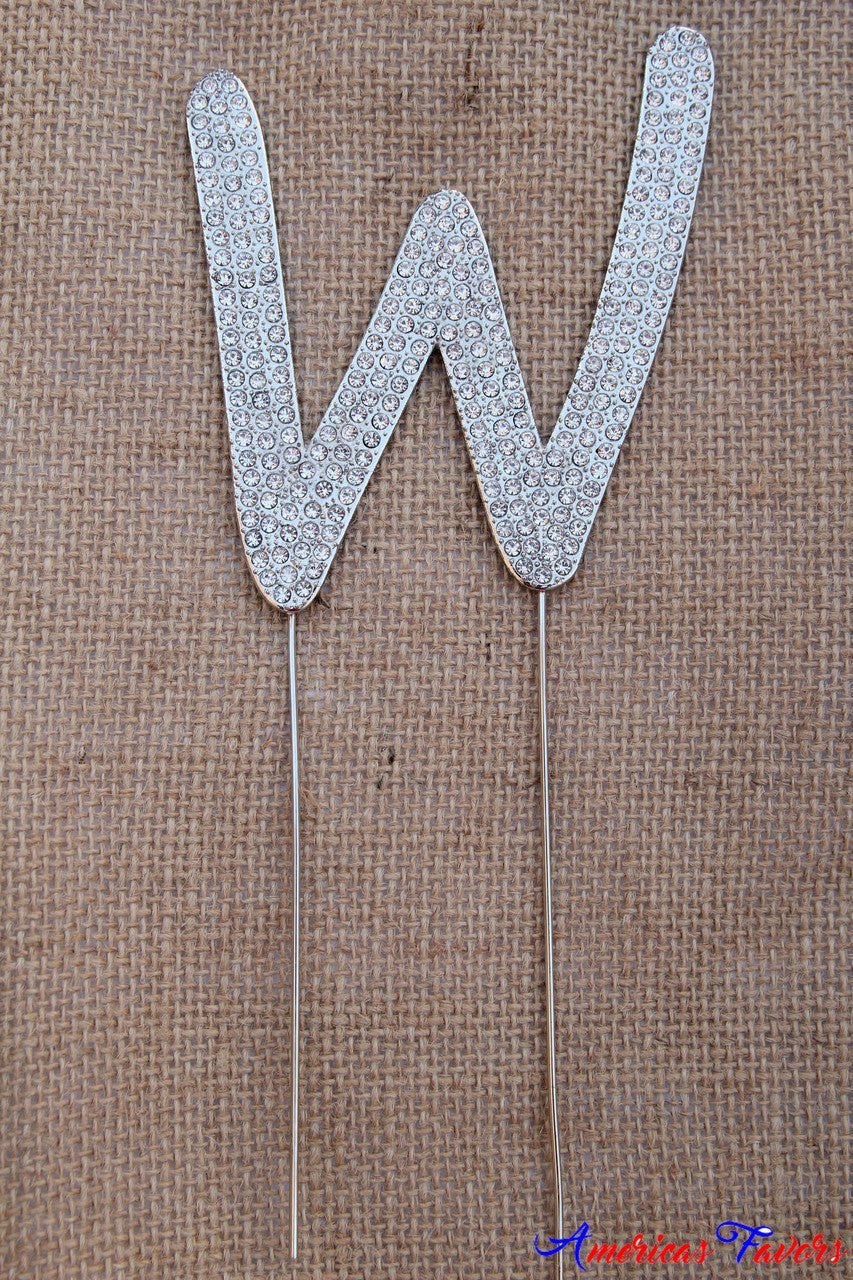 9" A thru Z Alphabet Rhinestone Cake Topper - Americasfavors