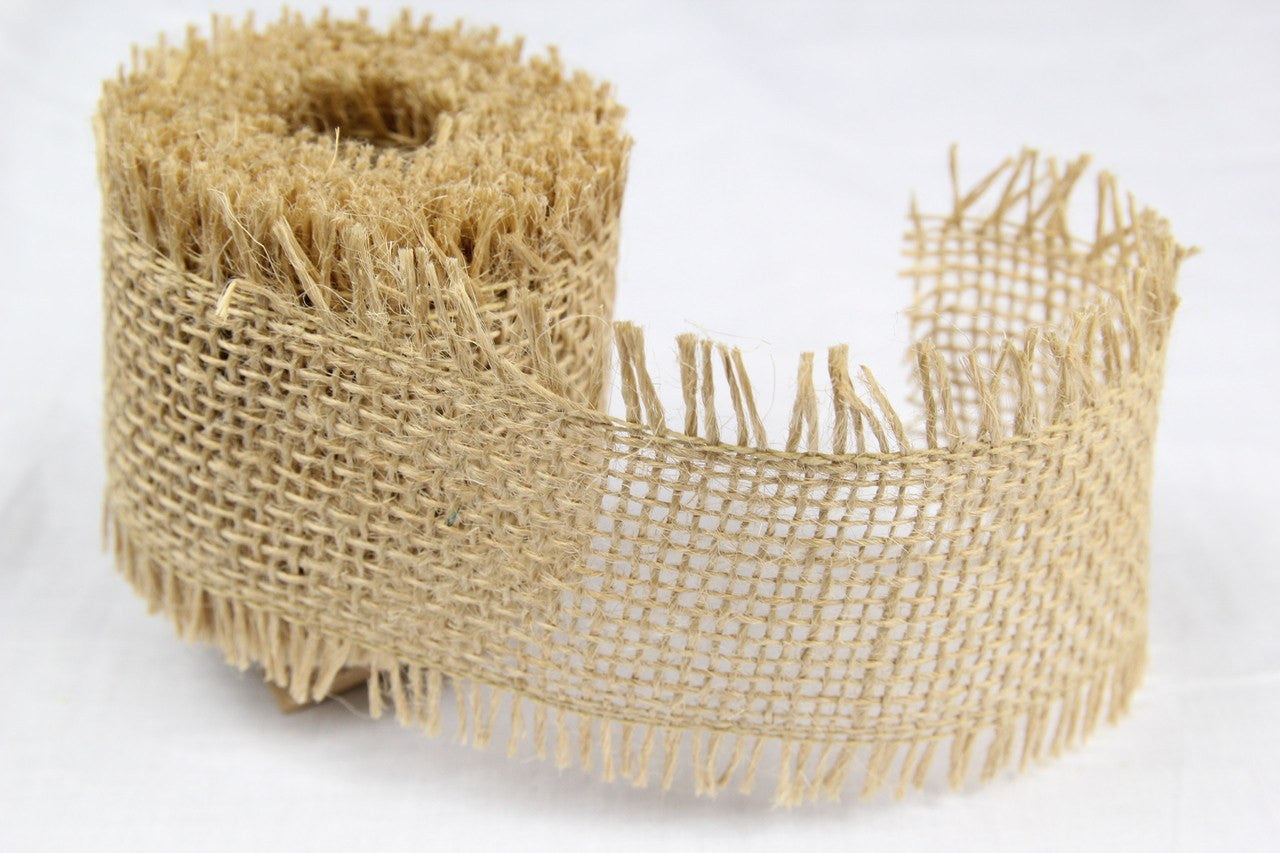 2.5" Burlap w/Fringe Ribbon (3 yards) - Americasfavors