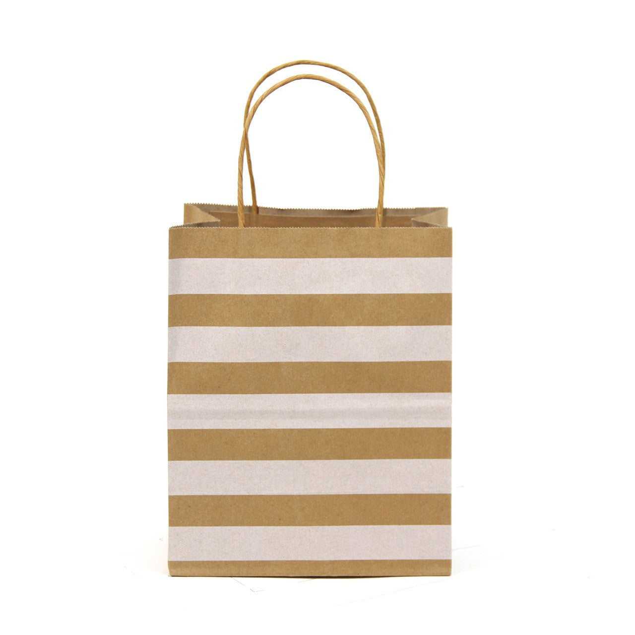 12 pcs- Stripe Brown Kraft Bag 8" x 10"