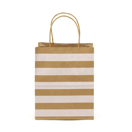 12 pcs- Stripe Brown Kraft Bag  8" x 10"