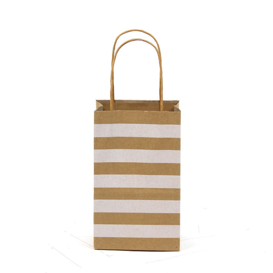 12 pcs- Stripe Brown Kraft Bag 5" x 8.25"