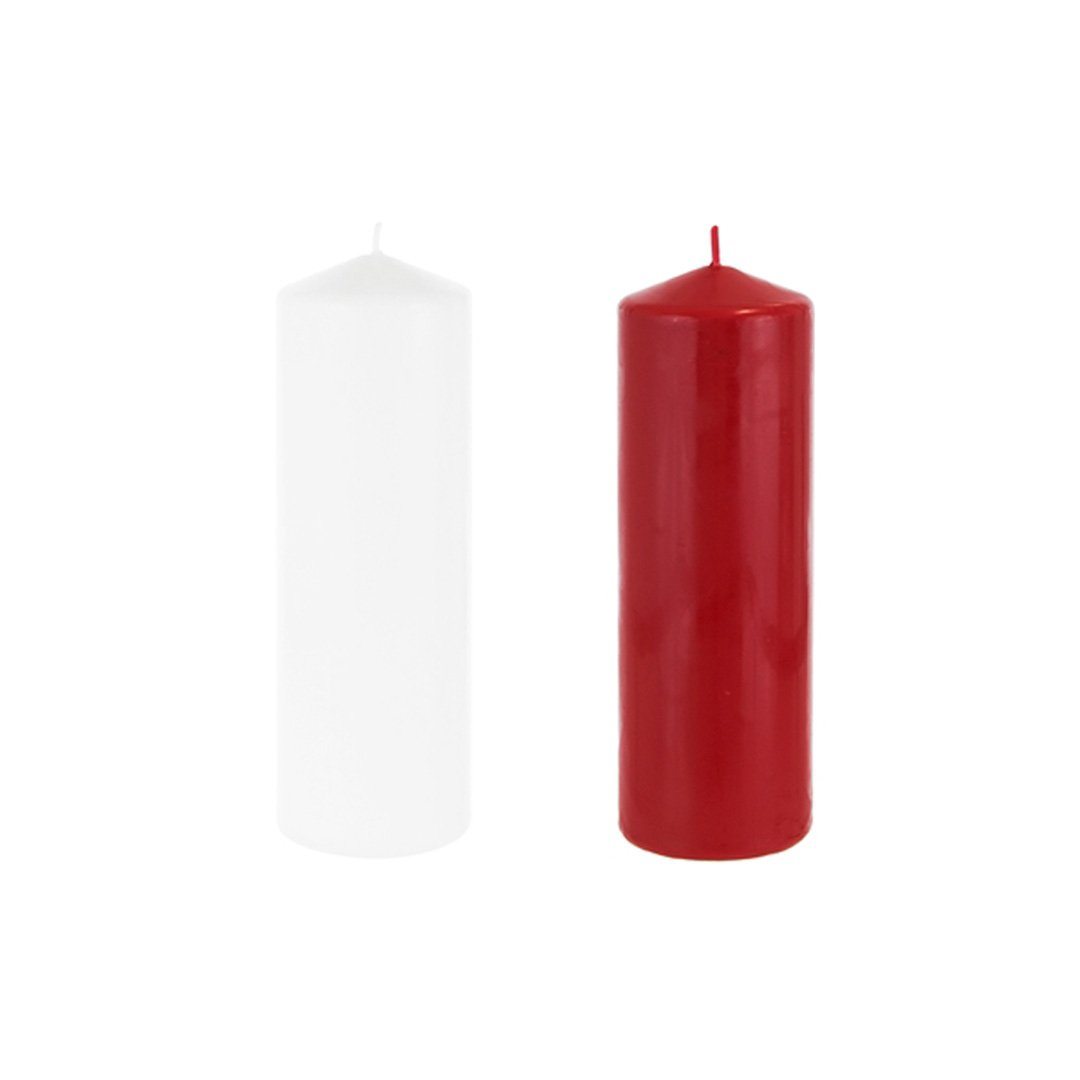 9" Red & White Domed Top Unscented Pillar Candle (1 candle)