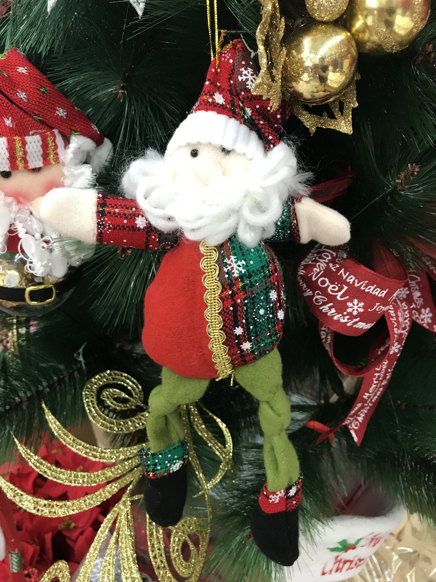 Christmas Santa Claus Plaid/Red Doll for Tree & Home Decoration