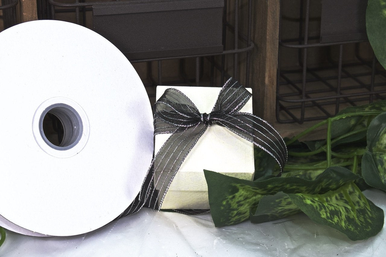 50 yards- Black Corsage Ribbon (3/8" & 5/8")