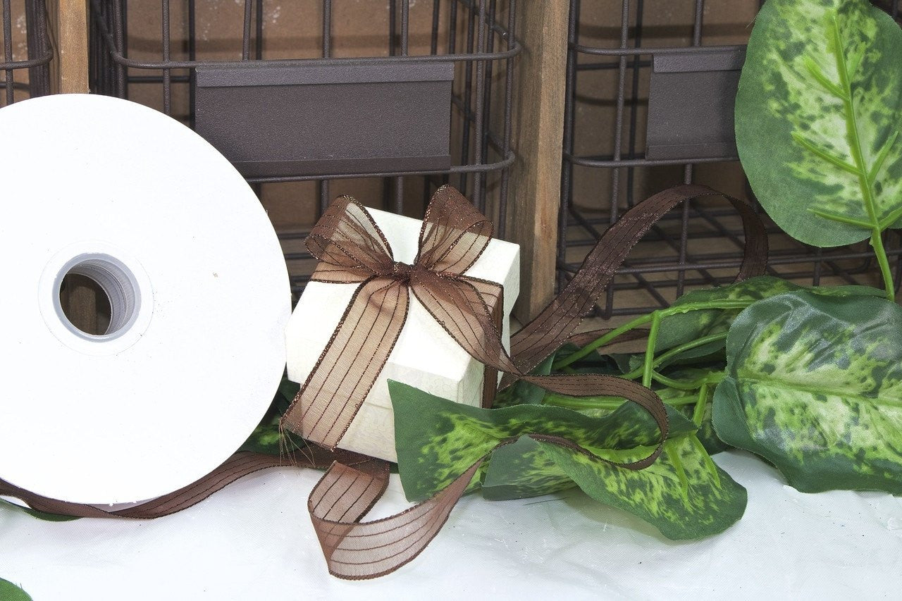 50 yards- Brown Corsage Ribbon (3/8" & 5/8")
