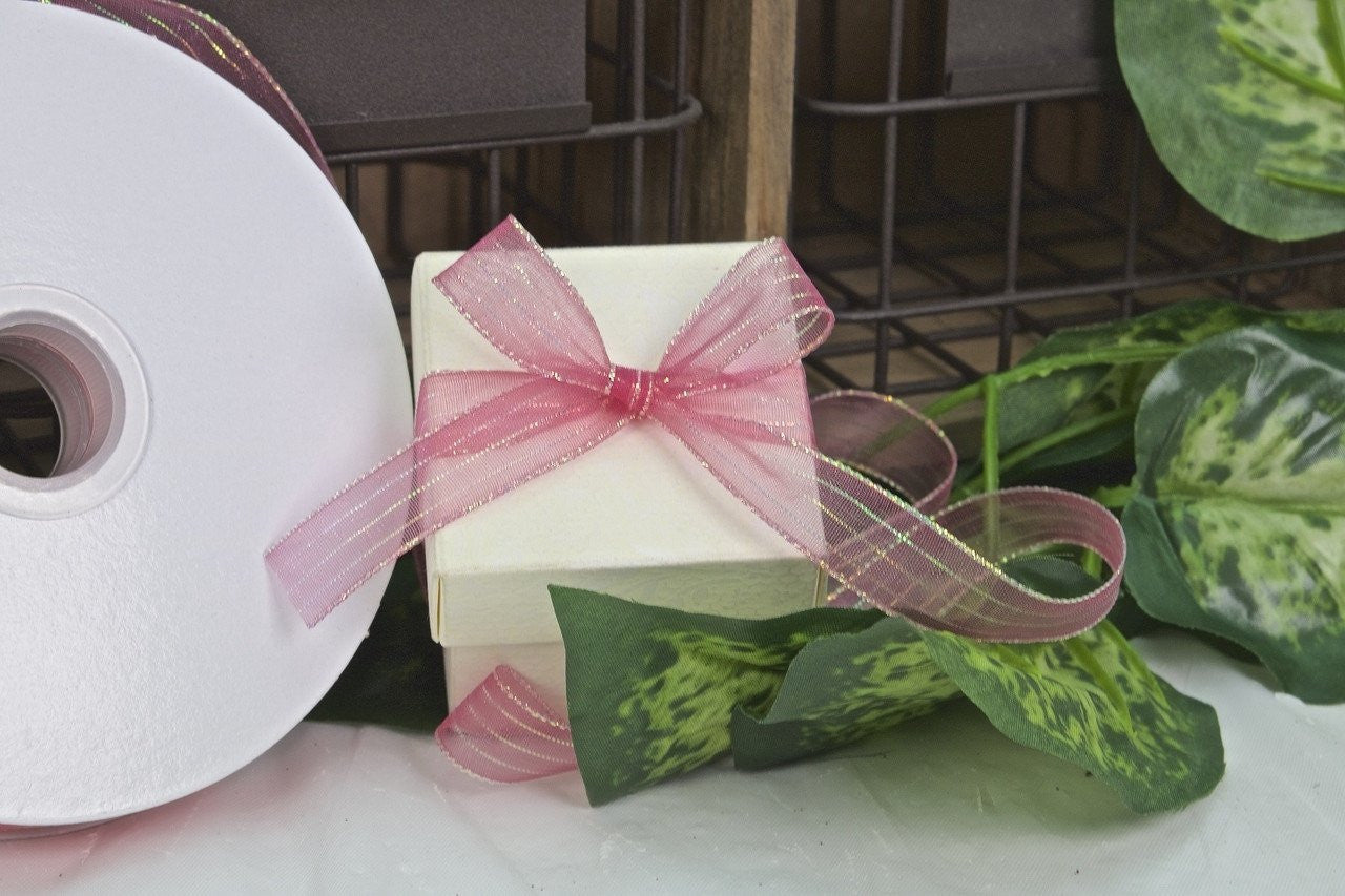 50 yards- Dusty Rose Corsage Ribbon (3/8" & 5/8")