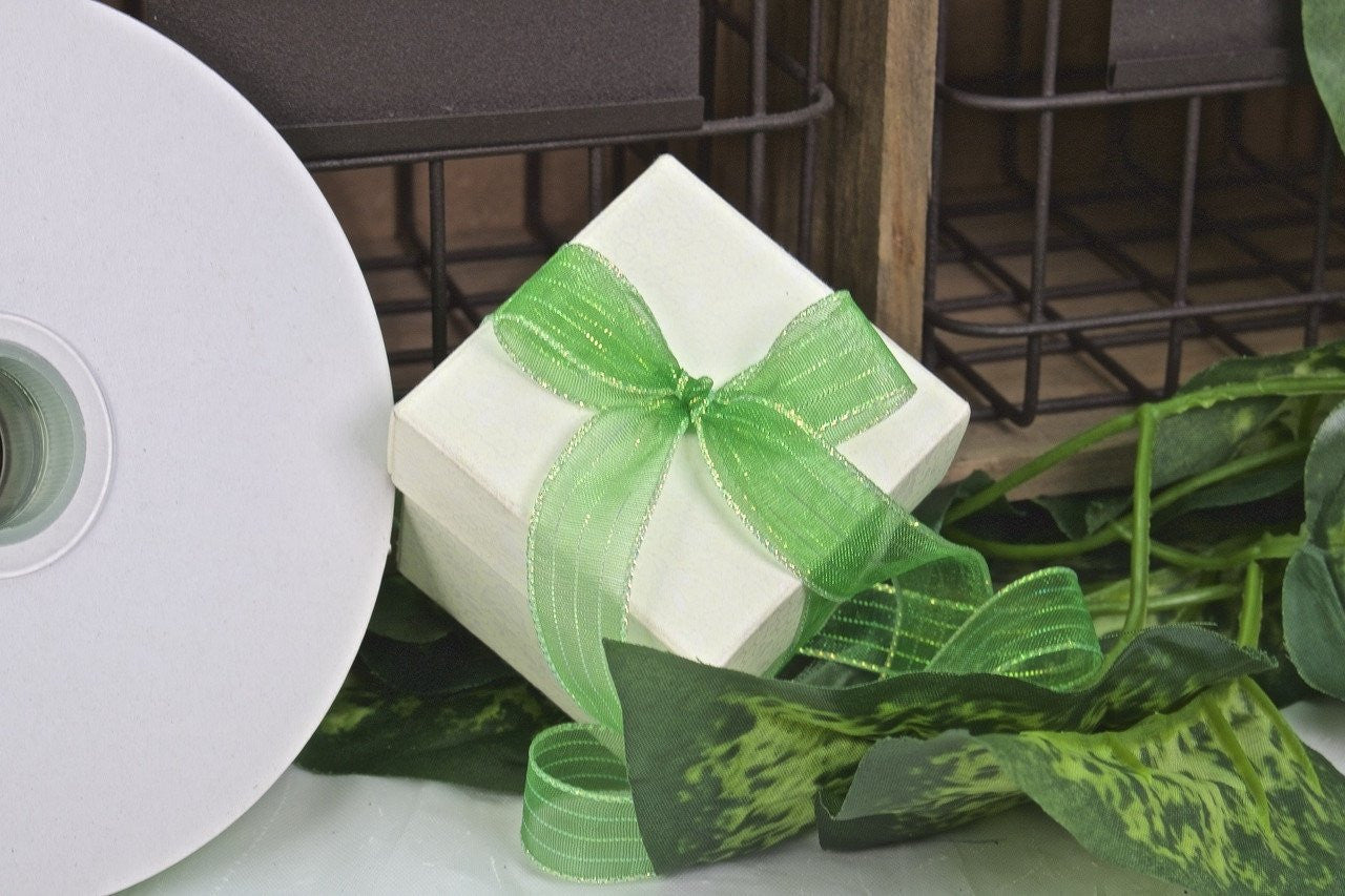 50 yards-Green Corsage Ribbon (3/8" & 5/8")