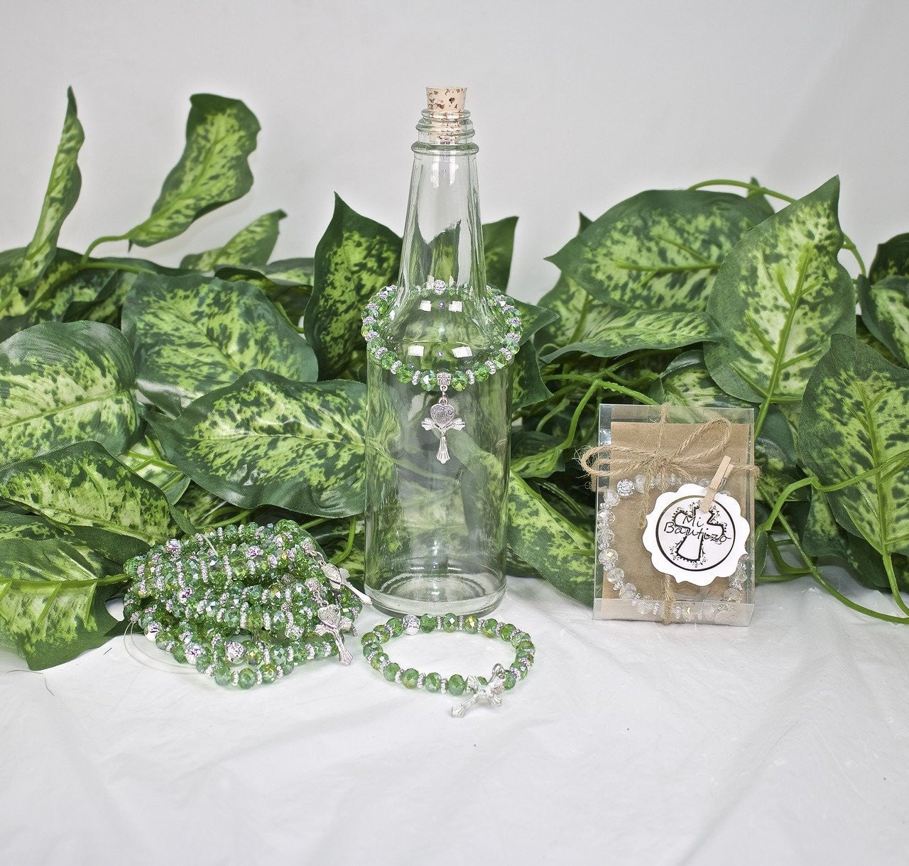 12 pcs-Beaded Rosaries Green