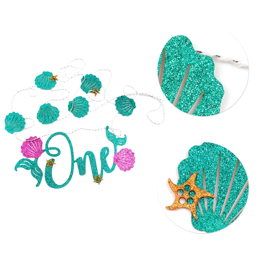 Mermaid Glitter Happy Birthday Banner or "One" Banner