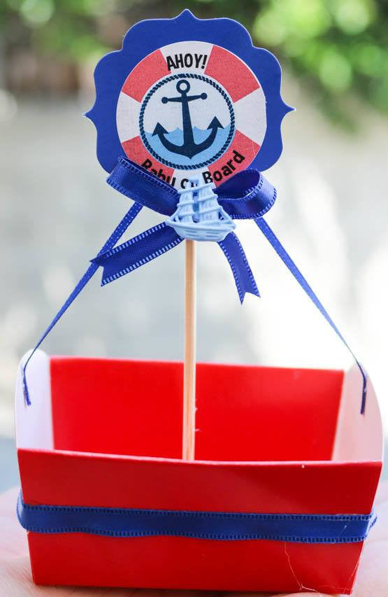 24 pcs (Sm) or 12 pcs (Lg)-Nautical Stickers (Ahoy! Baby on Board)