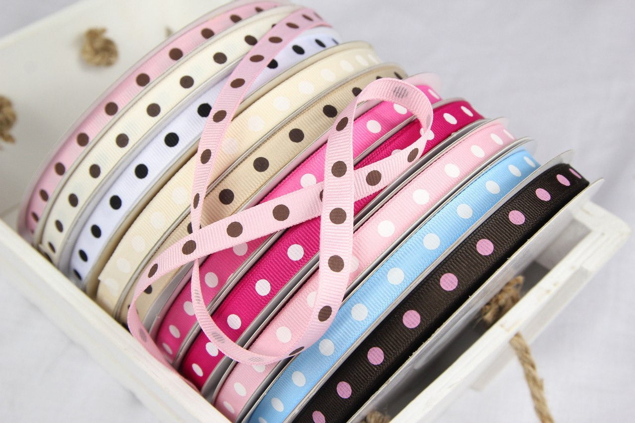 50yds, 3/8"-Satin Polka-dot