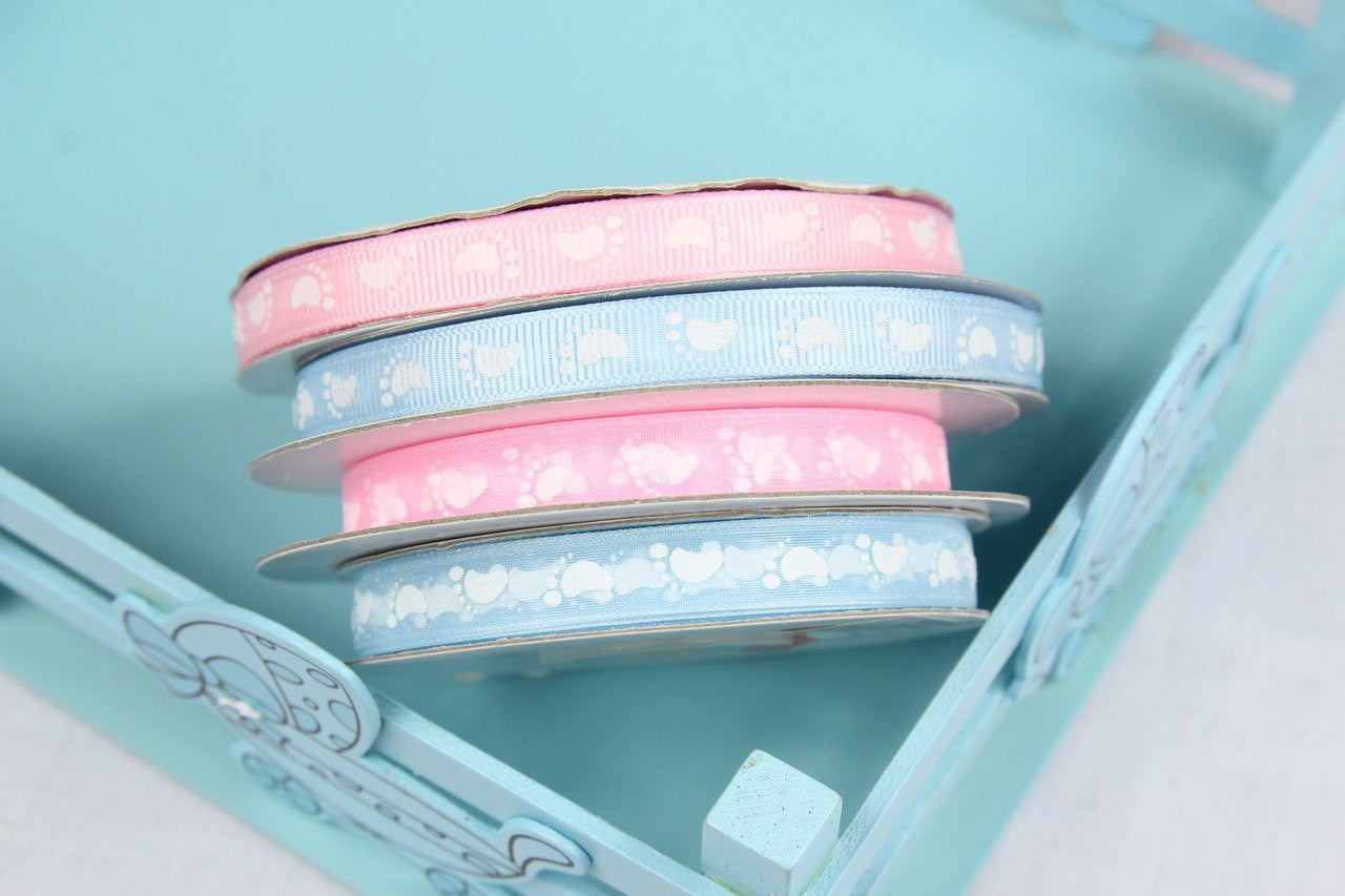 25 yds, 3/8"- Satin & Organza Baby Feet