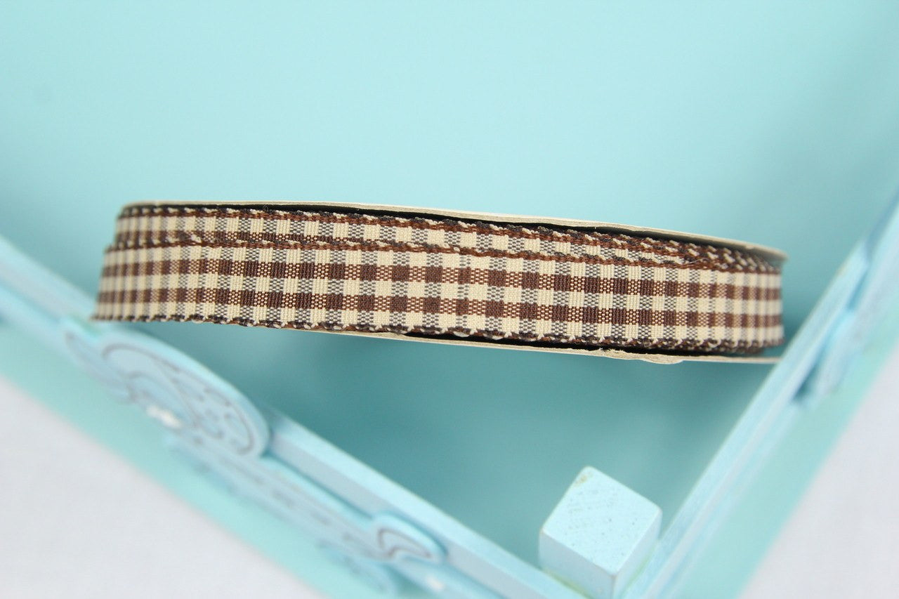 25 yds, 3/8"- Gingham Satin Ribbon