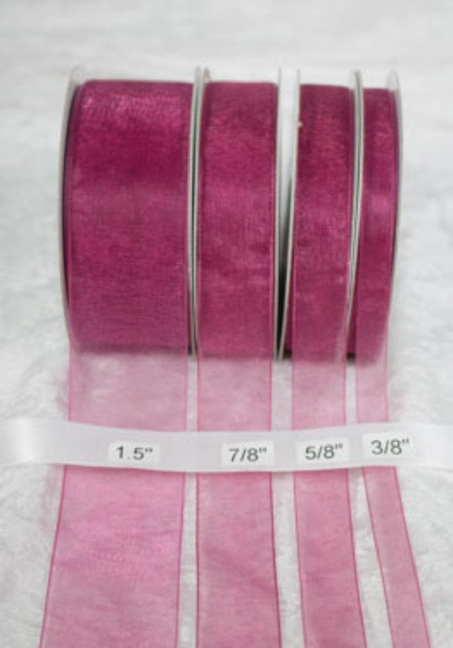 25 yards-Mauve Organza Ribbon (3/8", 5/8", 7/8", 1.5" )