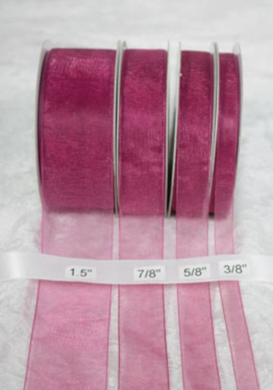 25 yards-Mauve Organza Ribbon (3/8", 5/8", 7/8", 1.5" )