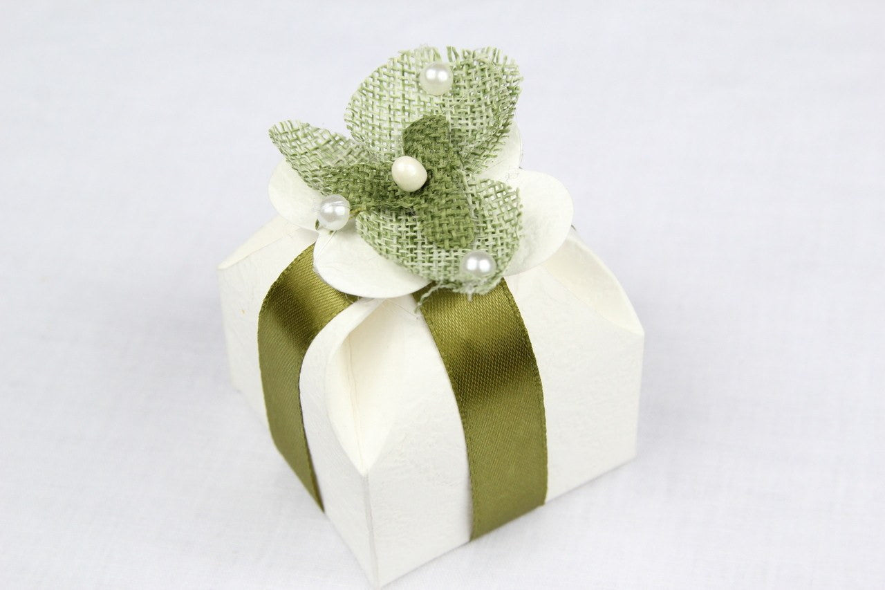 12 pcs- Italian White or Ivory Dome Flower Favor Box