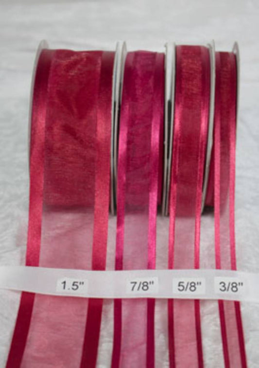 25 yards-Beauty w/ Satin Trim Ribbon (3/8", 5/8", 7/8", 1.5" )