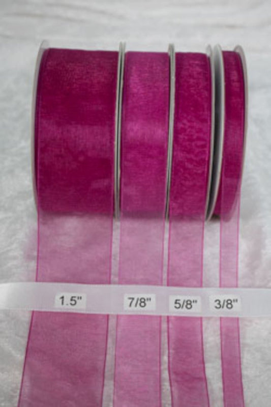 25 yards-Dark Mauve Organza Ribbon (3/8", 5/8", 7/8", 1.5" )