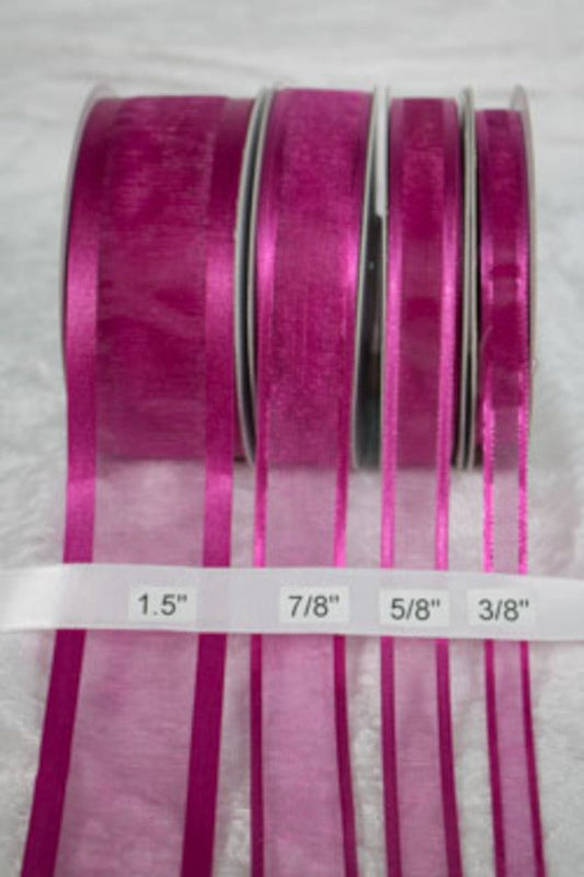 25 yards-Dark Mauve w/ Satin Trim Ribbon (3/8", 5/8", 7/8", 1.5" )