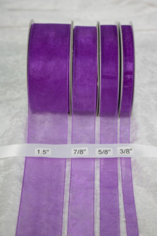 25 yards-Eggplant Organza Ribbon (3/8", 5/8", 7/8", 1.5" )