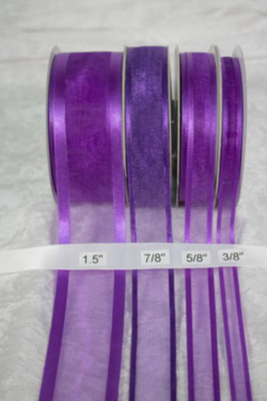 25 yards-Eggplant w/ Satin Trim Ribbon (3/8", 5/8", 7/8", 1.5" )
