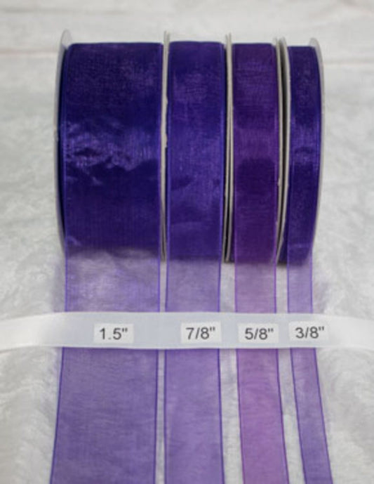 25 yards-Grape Organza  Ribbon (3/8", 5/8", 7/8", 1.5" )