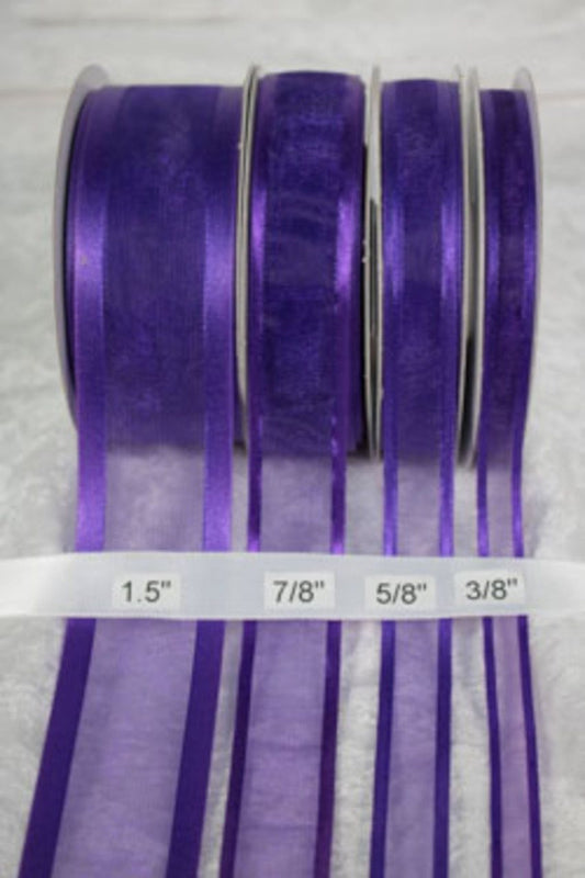 25 yards-Grape w/ Satin Trim Ribbon (3/8", 5/8", 7/8", 1.5" )