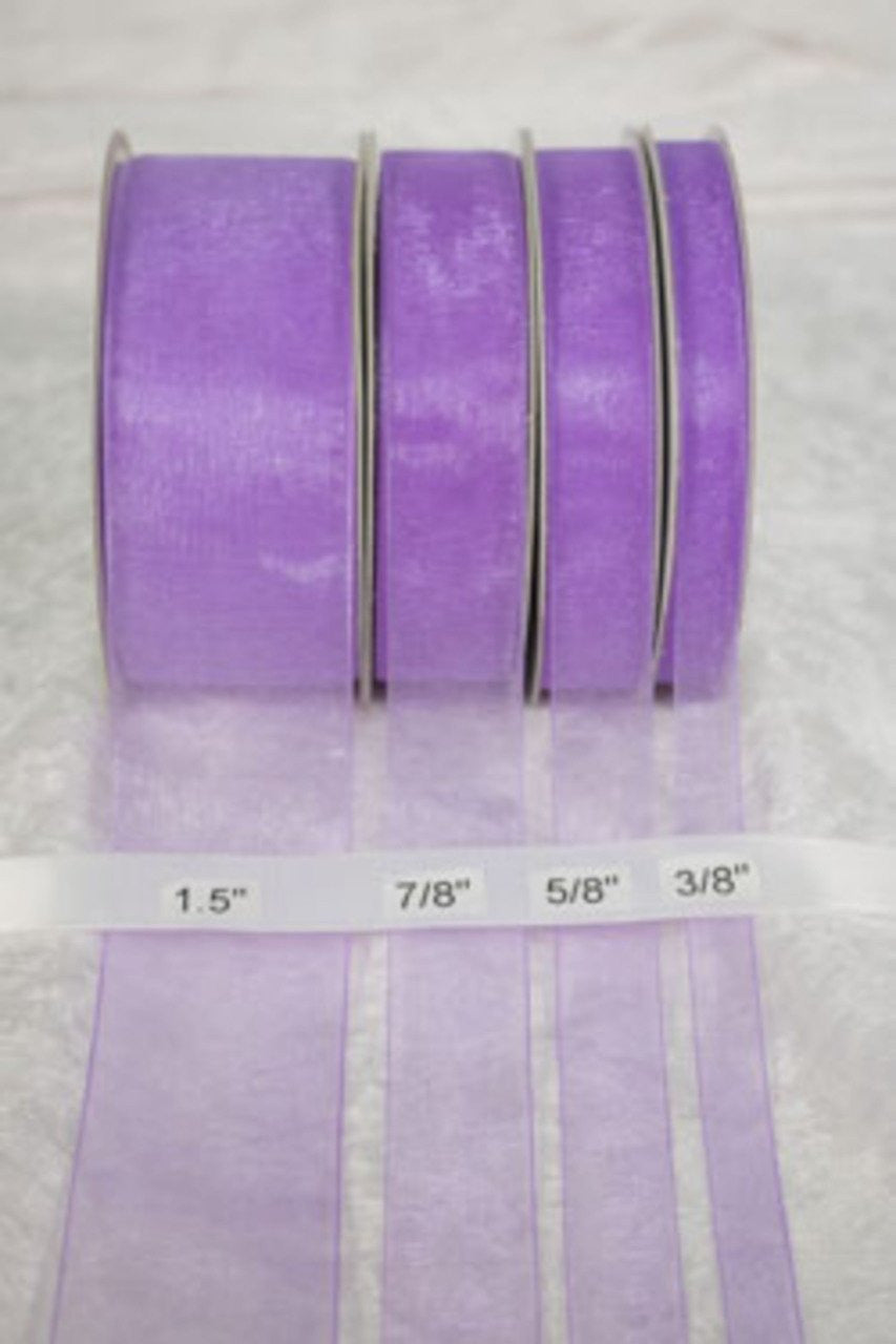 25 yards-Violet Organza Ribbon (3/8", 5/8", 7/8", 1.5" )