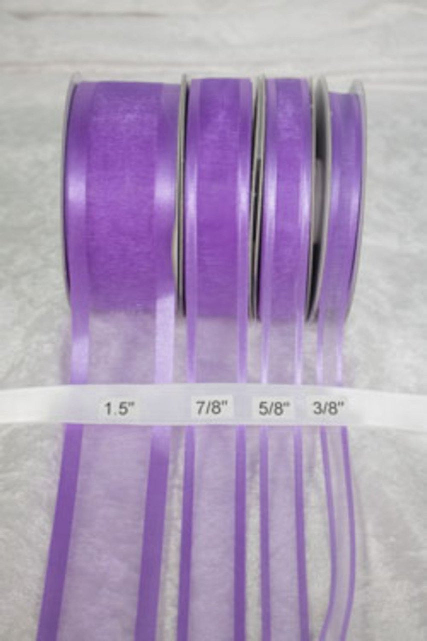 25 yards-Violet w/ Satin Trim Ribbon (3/8", 5/8", 7/8", 1.5" )
