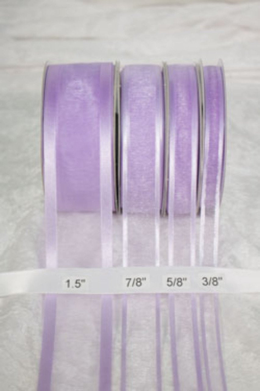 25 yards-Lavender w/ Satin Trim Ribbon (3/8", 5/8", 7/8", 1.5" )