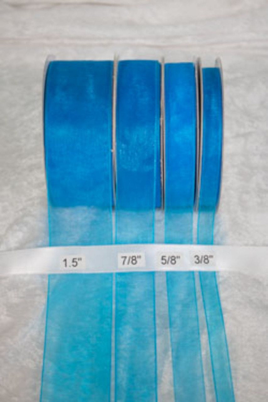 25 yards-Turquoise Organza Ribbon (3/8", 5/8", 7/8", 1.5" )