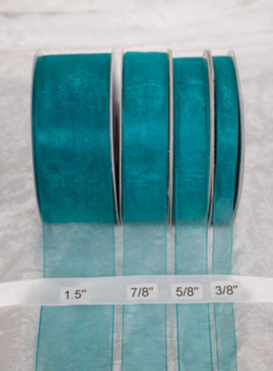 25 yards-Teal Organza Ribbon (3/8", 5/8", 7/8", 1.5" )