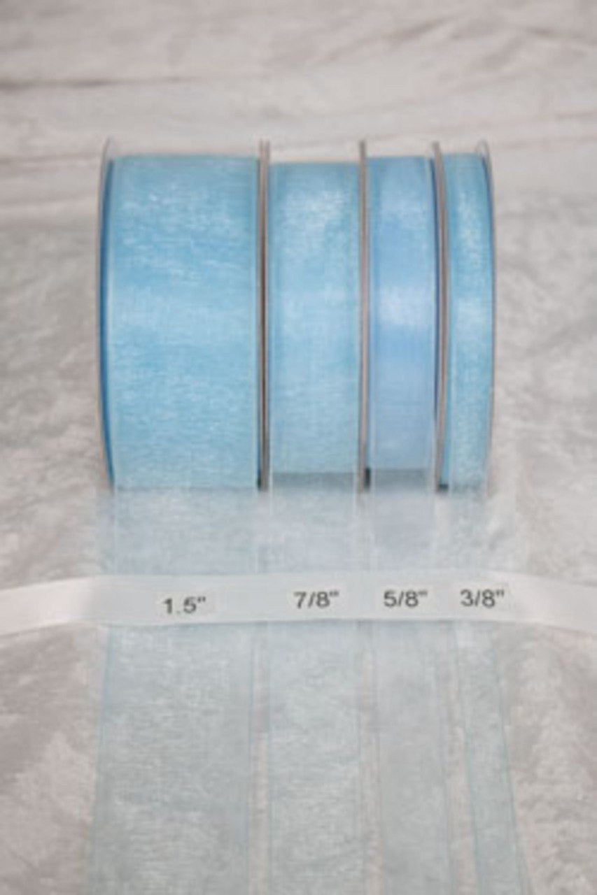 25 yards-Sky Blue Organza Ribbon (3/8", 5/8", 7/8", 1.5" )
