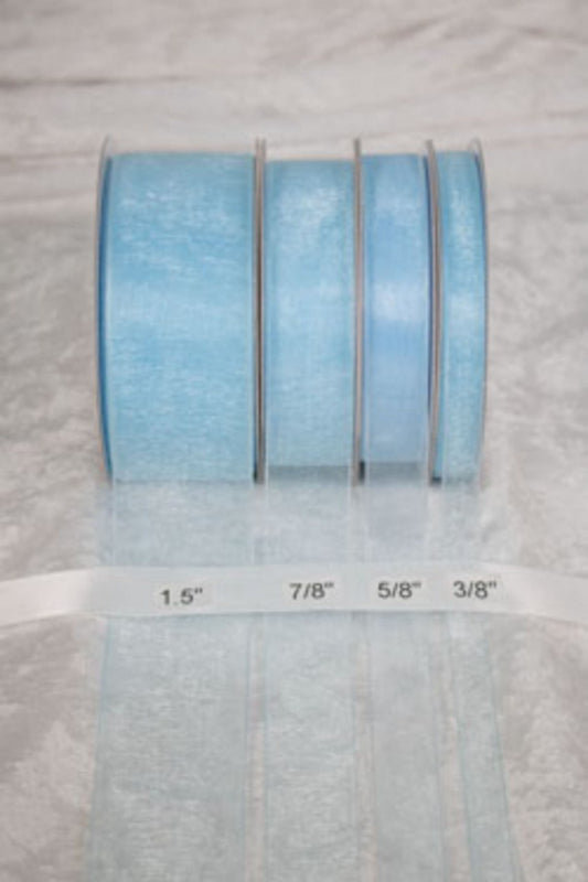 25 yards-Sky Blue Organza Ribbon (3/8", 5/8", 7/8", 1.5" )