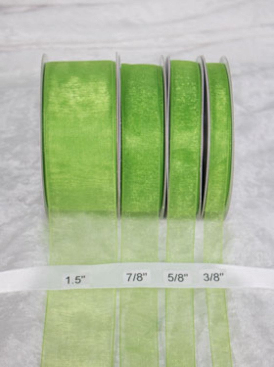 25 yards-Kiwi Organza Ribbon (3/8", 5/8", 7/8", 1.5" )