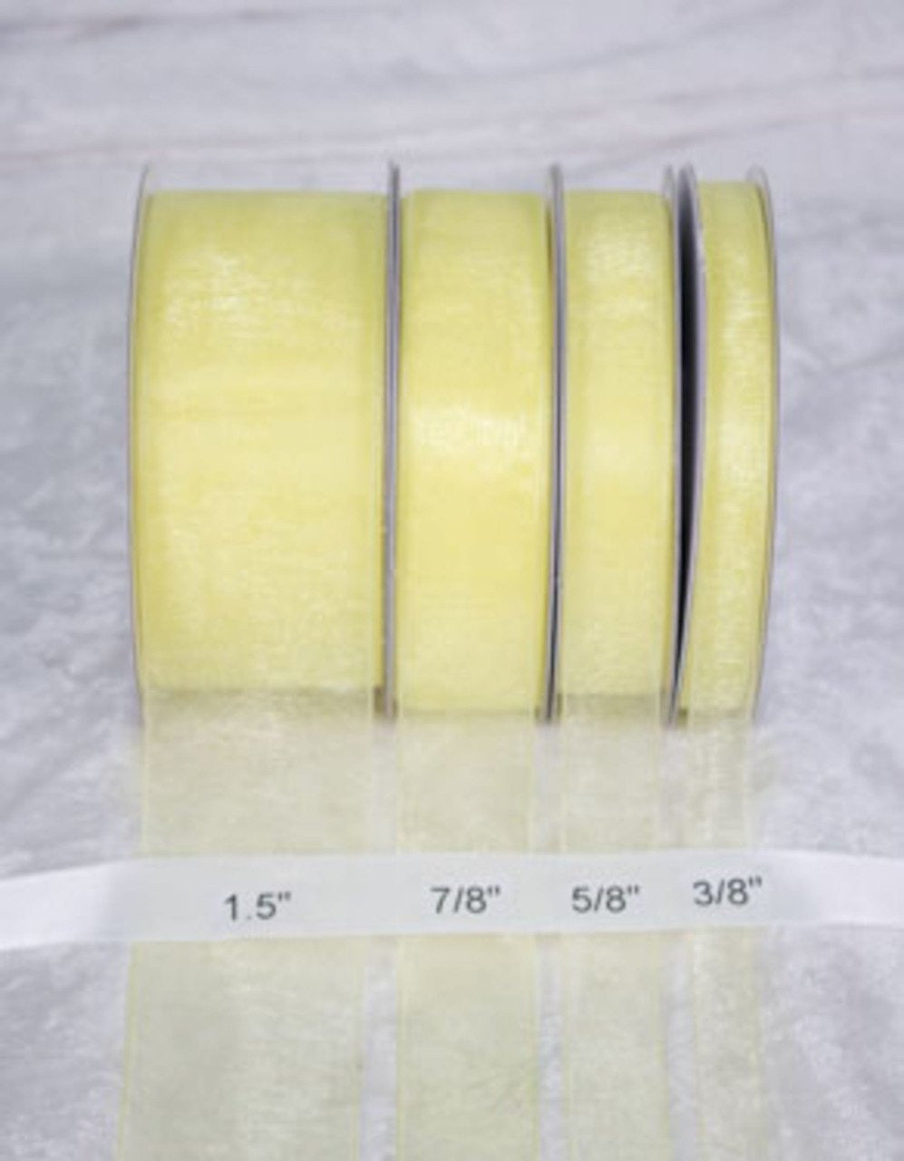 25 yards-Light Yellow Organza Ribbon (3/8", 5/8", 7/8", 1.5" )