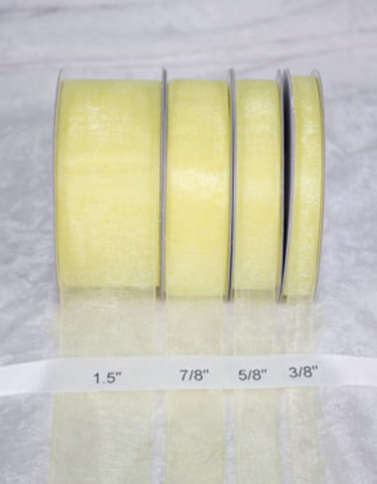 25 yards-Light Yellow Organza Ribbon (3/8", 5/8", 7/8", 1.5" )