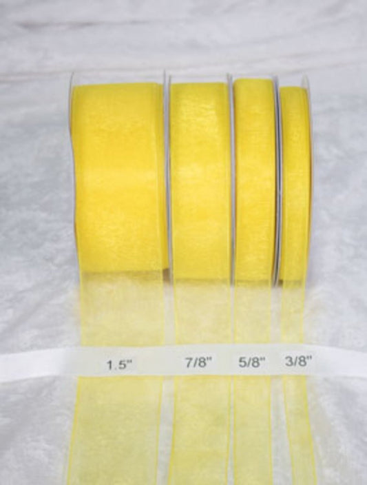 25 yards-Daffodil Organza Ribbon (3/8", 5/8", 7/8", 1.5" )