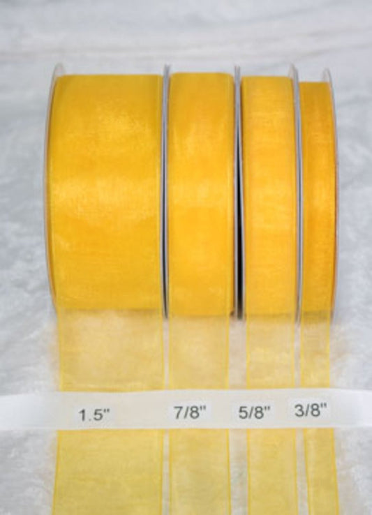 25 yards-Sunflower Organza Ribbon (3/8", 5/8", 7/8", 1.5" )