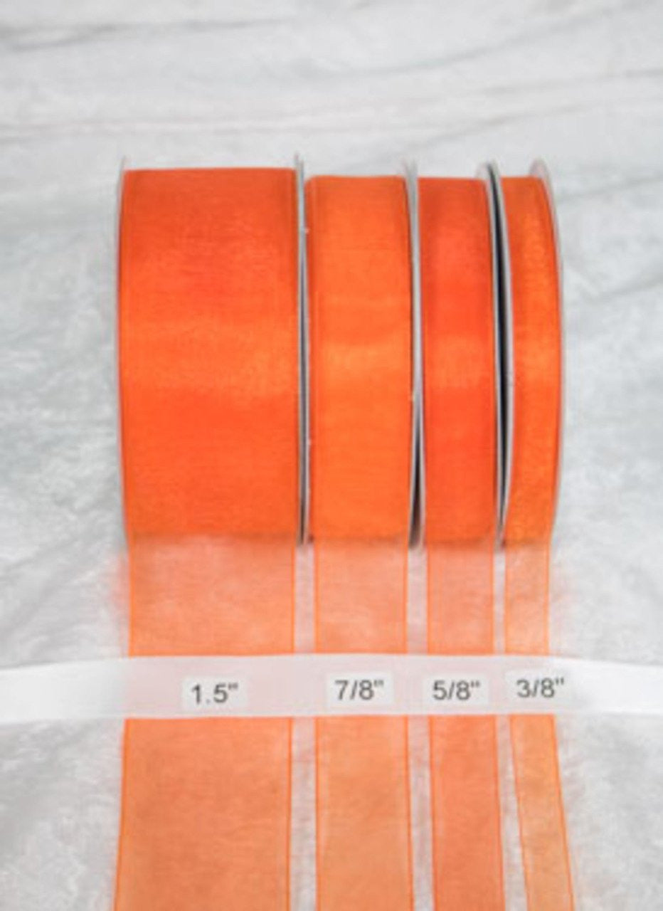 25 yards-Orange Organza Ribbon (3/8", 5/8", 7/8", 1.5" )