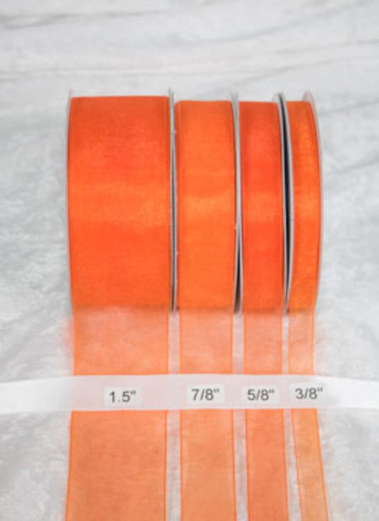 25 yards-Orange Organza Ribbon (3/8", 5/8", 7/8", 1.5" )