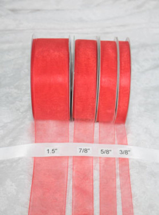 25 yards-Melon Organza Ribbon (3/8", 5/8", 7/8", 1.5" )