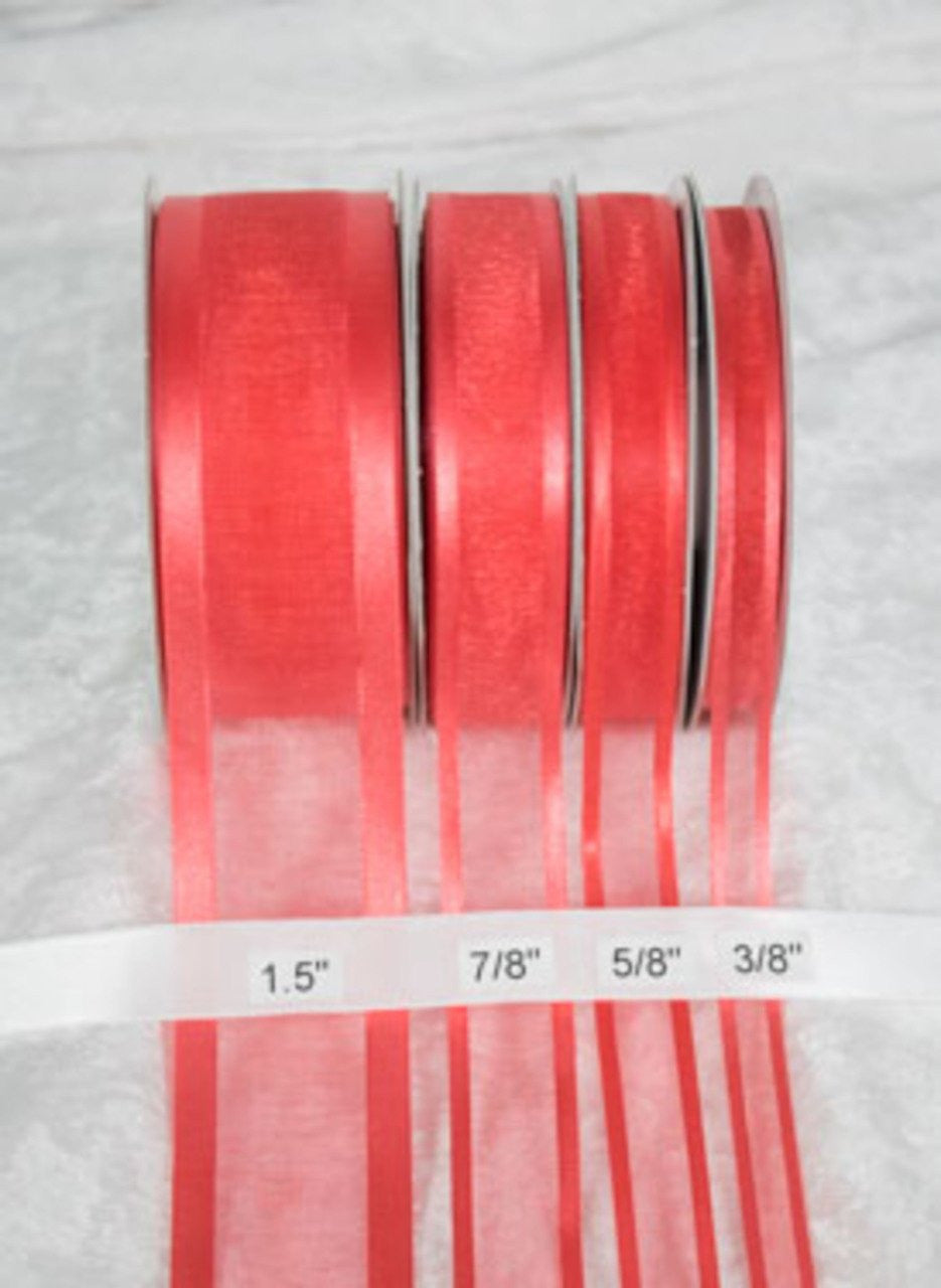 25 yards-Melon w/ Satin Trim Ribbon (3/8", 5/8", 7/8", 1.5" )