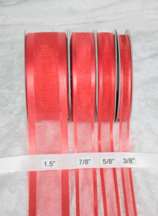 25 yards-Melon w/ Satin Trim Ribbon (3/8", 5/8", 7/8", 1.5" )
