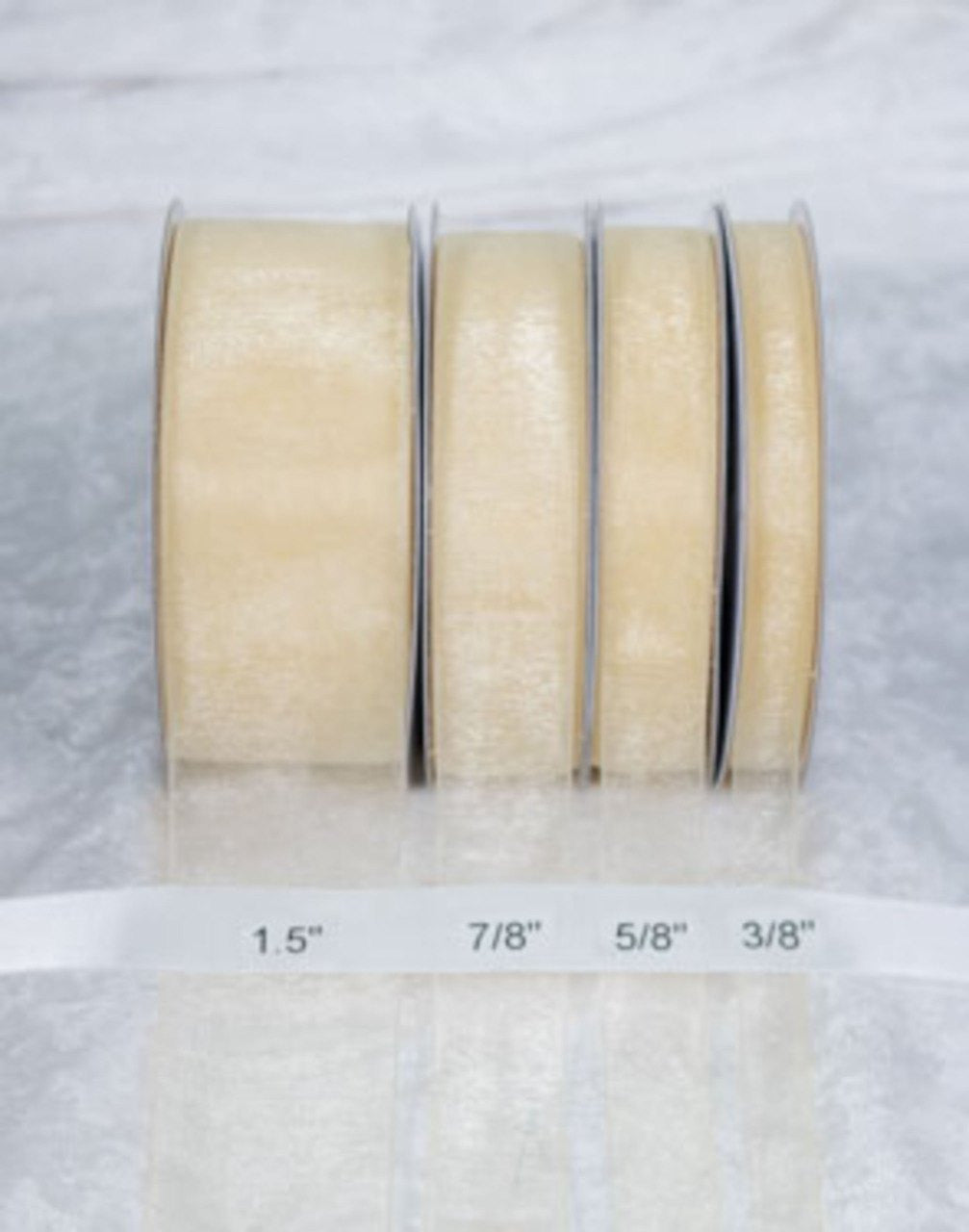 25 yards-Eggshell Organza Ribbon (3/8", 5/8", 7/8", 1.5" )