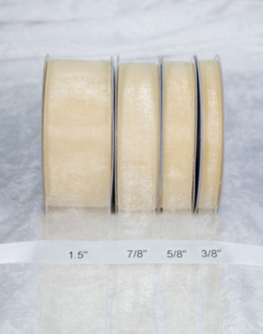 25 yards-Eggshell Organza Ribbon (3/8", 5/8", 7/8", 1.5" )