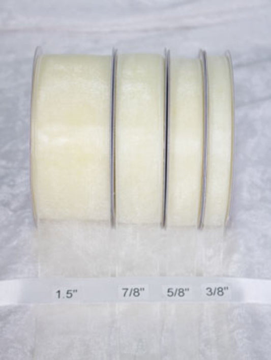 25 yards-Ivory Organza Ribbon (3/8", 5/8", 7/8", 1.5" )