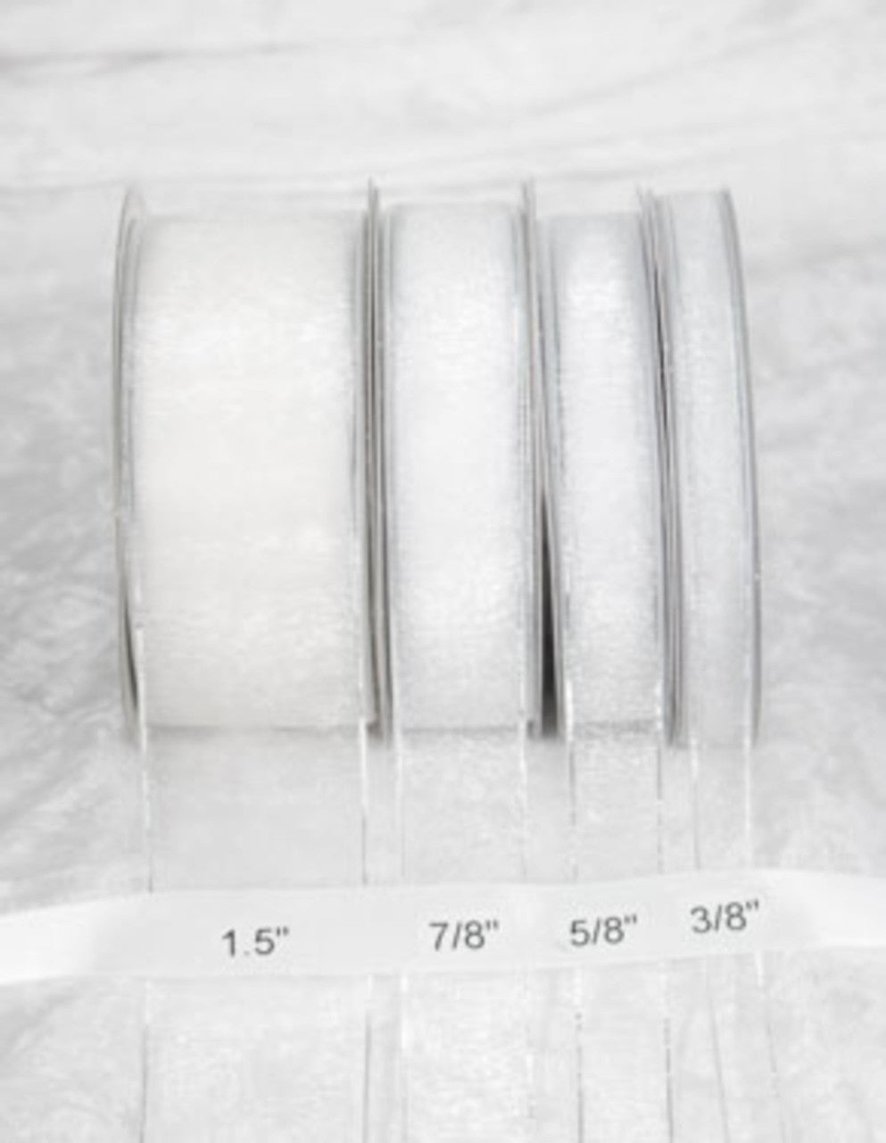25 yards-White/Silver edge Organza Ribbon (3/8", 5/8", 7/8", 1.5" )